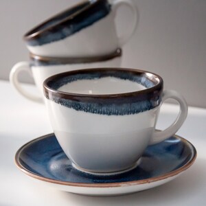 Lot De 6 Tasses à Café/cappuccino En Porcelaine - Imprimé Main Style Japonais Marin - Nicola Spring