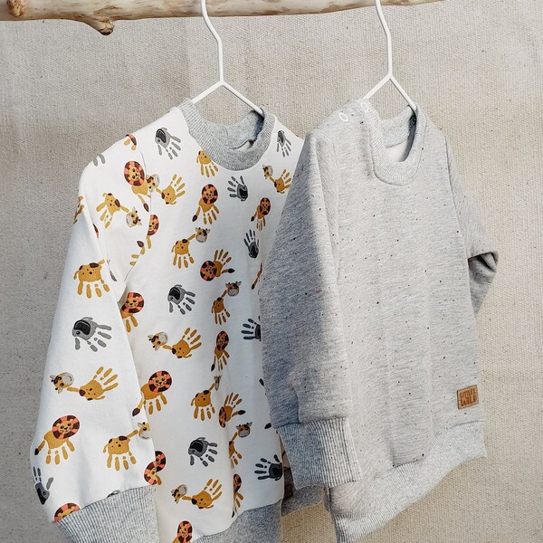 Pullover für Babys und Kleinkinder, Sweatpullover, frei gestaltbar mit Taschen, Knopfleiste oder Teilung handmade