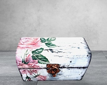 Decoupage wooden chest. Treasure box . Keepsake box