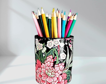 Pencil holder ,Pen pot , Desk organiser , Office gift, Flower pen holder