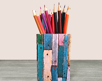 Bamboo pen holder / Desk organizer / Wooden pencil holder / Office gift