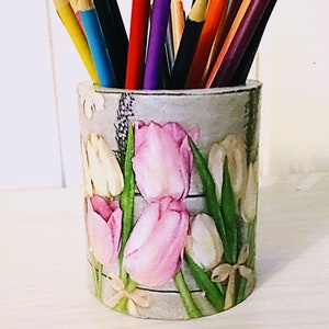 Pencil holder / Pen pot / Tulips pen holder / Desk organiser / Office gift