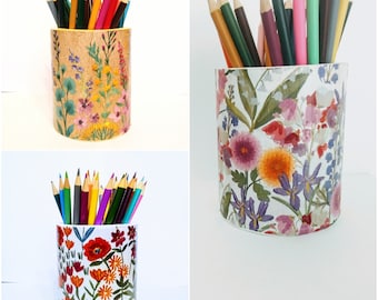 Stationery holder / Pencil holder /  brush holder / desk organizer decoupage