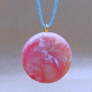 Pink Quartz Recycled Plastic Pendant Necklace - Handmade Eco-Friendly Jewelry