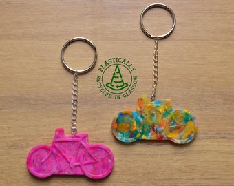 Bike keyring. 100% recycled plastic