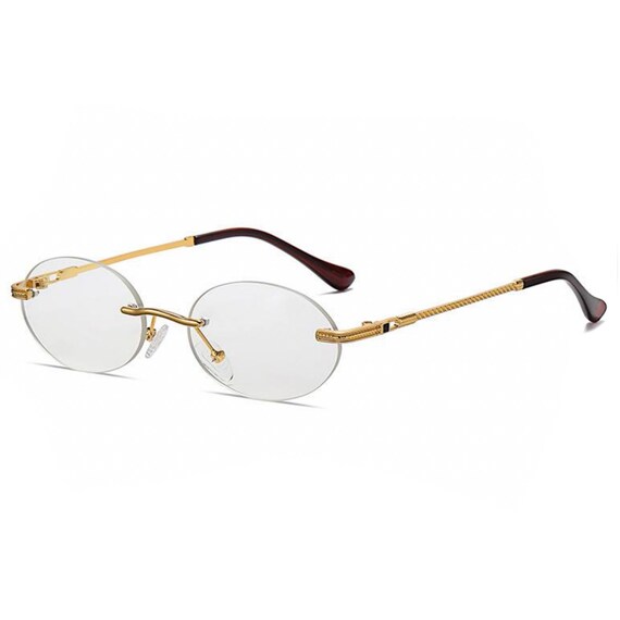 Rimless oval glasses hotsell