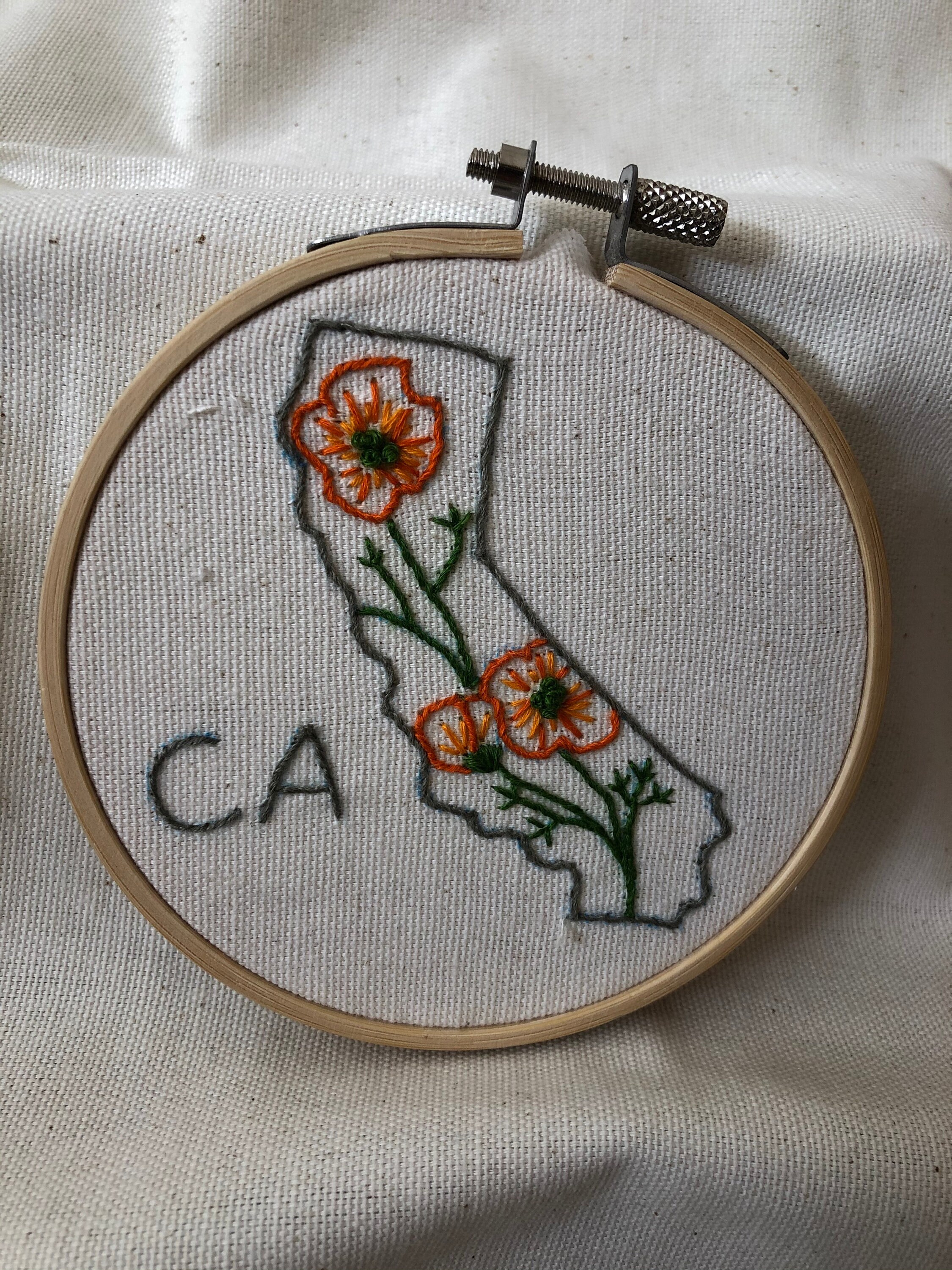 Custom State Flower Embroidery// 50 States// Mini Hoops Etsy