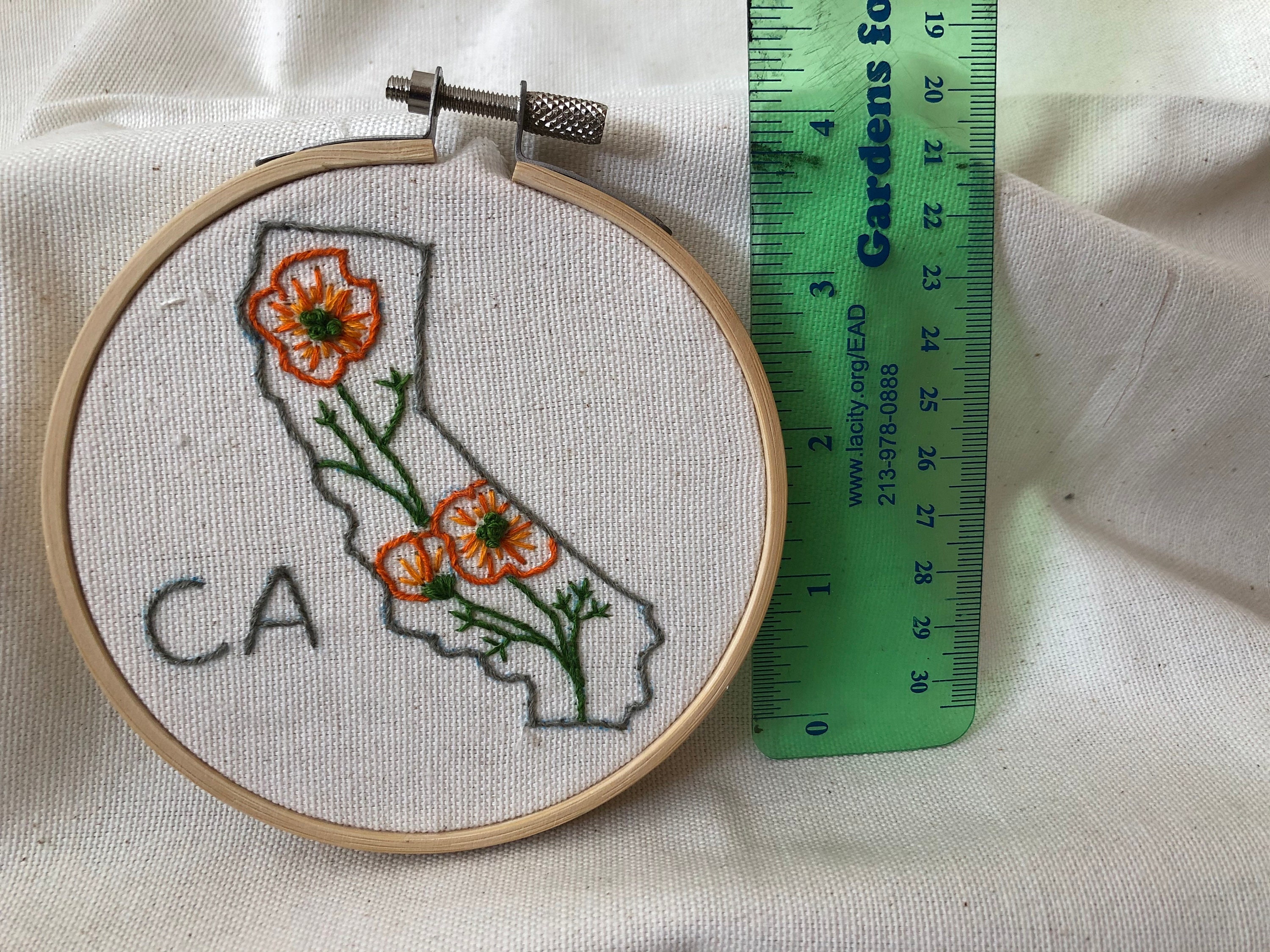 Custom State Flower Embroidery// 50 States// Mini Hoops Etsy