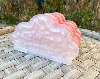 Pink Clouds Resin Makeup Palette Organizer/Ombré Pink Resin Book Stand/Pink Makeup Valentine’s Day Gift