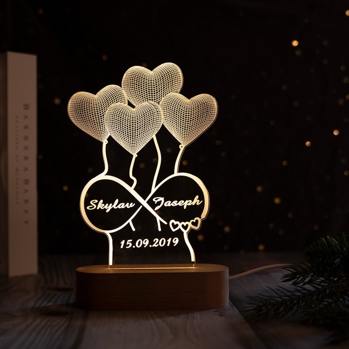 Personalized 3D Illusion Lamp Gift for Her Anniversary Gift. Etsy