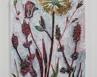 Small Flower Study No. 4 | Mixed Media Art | Floral Art | Original Painting | Canvas Art