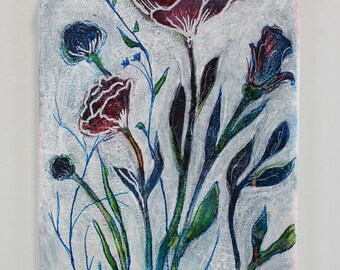 Small Flower Study No. 3 | Mixed Media Art | Floral Art | Original Painting | Canvas Art