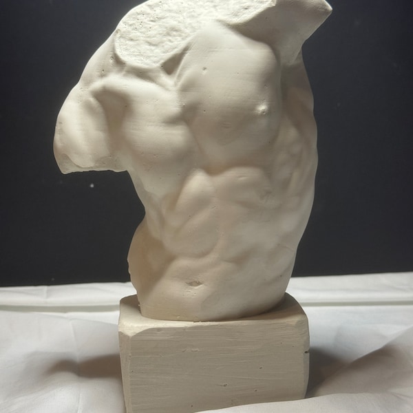 Gaddi Torso Plaster Cast Art Reference, Handmade Sculpture for Artists