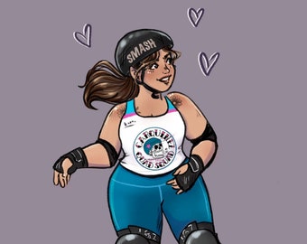 Custom Roller Derby Digital Portrait
