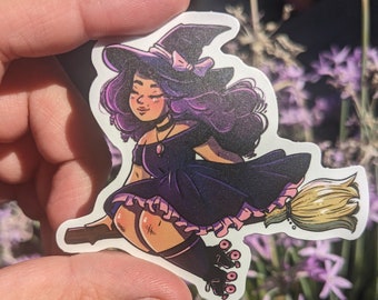 Roller Derby Witch Sticker | Purple Halloween Decal