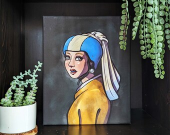 Roller Derby Girl with Pearl Earring Canvas Print | 8x10in