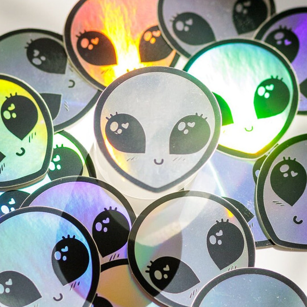 Alien Sticker, Waterproof Holographic Vinyl Decal - Etsy