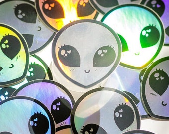 Alien Sticker, Waterproof Holographic Vinyl Decal