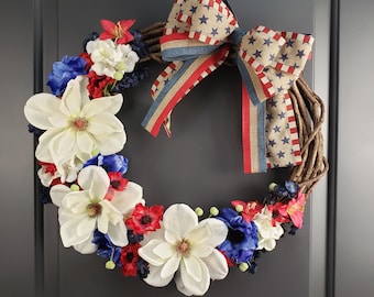 Patriotic Grapevine Wreath | Magnolia & Anemone, Front Door Decor