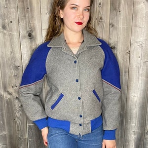 Vintage 1980s Varsity Jacke: Damen College Kurzjacke