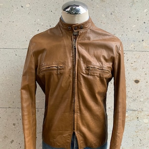 VINTAGE 1970s  Brooks Cafe Racer Leather Jacket / Men’s Biker Jacket / Chopper / Made in USA / Tune Up Boys / Motorcycle Gear / True Vintage