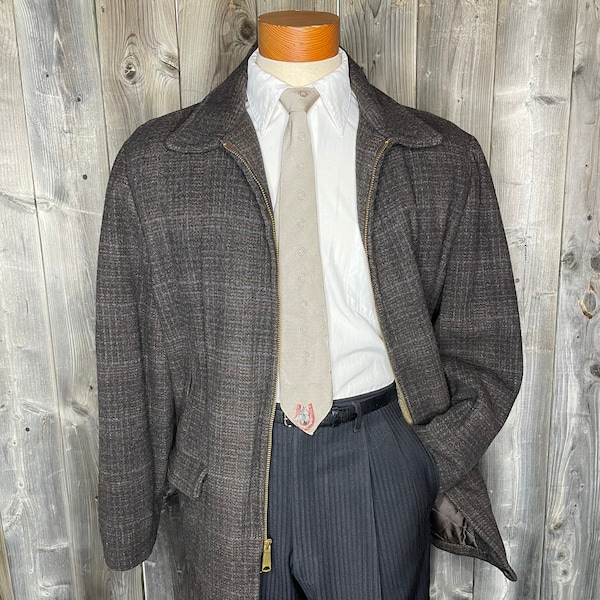 VINTAGE 1950s Robert Hall Winter Car Coat / Office / Work Wear / Formal / Hollywood / U.S.A / Rockabilly / Men’s Winter Coats / True Vintage