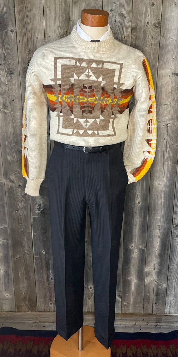 VINTAGE 1970s JCPenney Sweater Navajo Pattern / N… - image 2