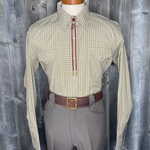 VINTAGE 1990s Flying R Ranchwear Western Check Long Sleeves Shirt Plaid / Cowboys / Rodeo / Wrangler / Tartan / Texas / USA Made / Deadstock