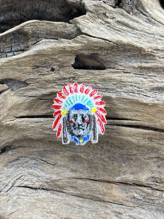 Vintage Style Chief Native Pin Brooch / Hand Made… - image 1