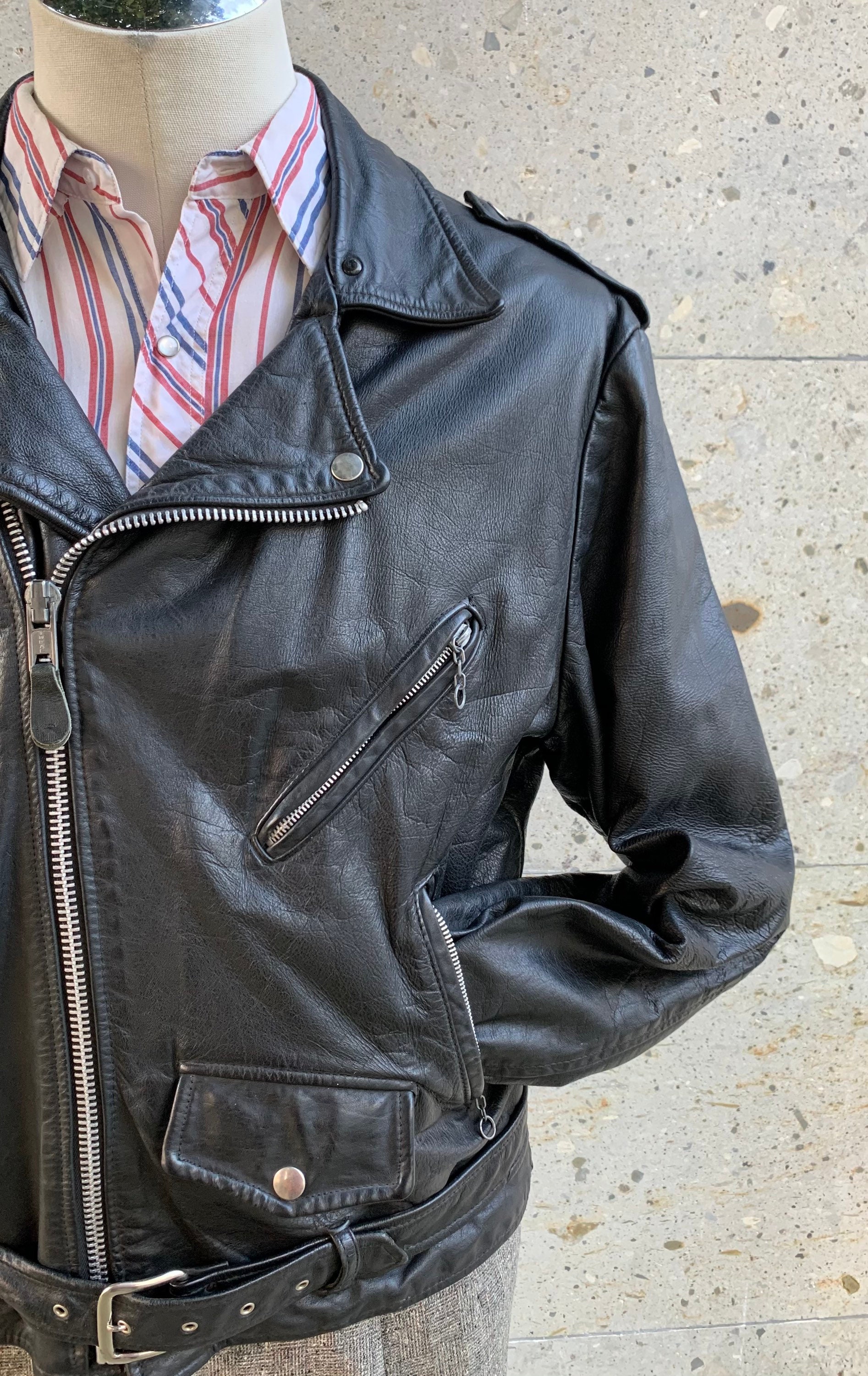 VINTAGE 1980s Cooper Biker Leather Jacket / Rockabilly