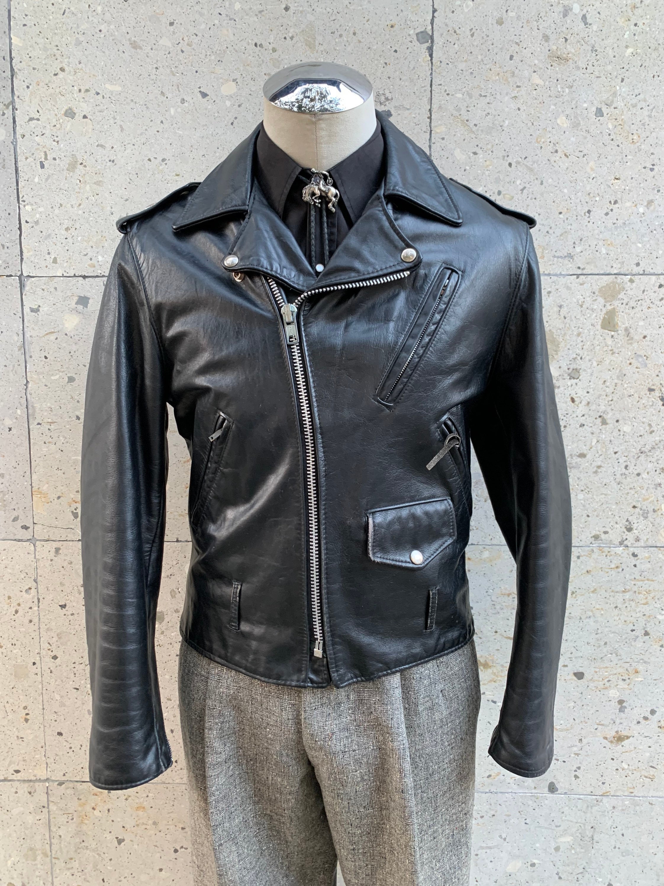 VINTAGE 1970s Bukman Biker Leather Jacket / Rocker / Punk VINTAGE 1970s Bukman Biker Leather Jacket / Rocker / Punk