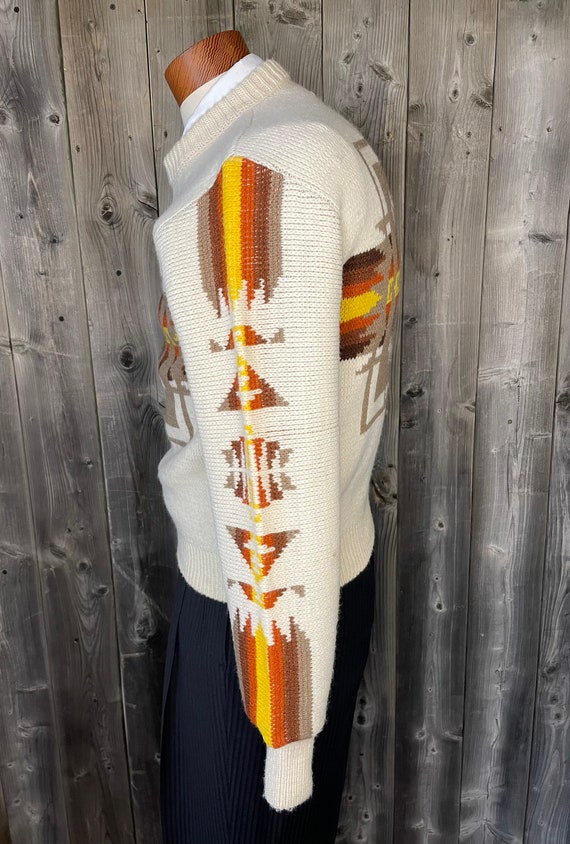 VINTAGE 1970s JCPenney Sweater Navajo Pattern / N… - image 4