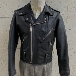 VINTAGE 1980s Harley Davidson Biker Leather Jacket / Hand Painted / Perfecto / Rockabilly / Motorcycle / USA / Punk Rock / Cycle Champ