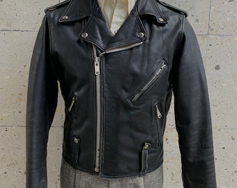 VINTAGE 1980s Harley Davidson Biker Leather Jacket / Hand Painted / Perfecto / American / Motorcycle Jacket / USA / Punk Rock / Cycle Champ