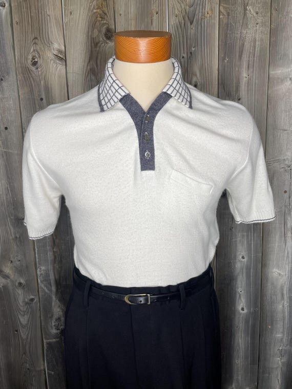 Vintage 1950s Puritan Polo Shirt / Orlon / Sportswear / Rockabilly / Casual / Menswear / 2in1 Pullover / Mens Cable Knit Shirt True Vintage