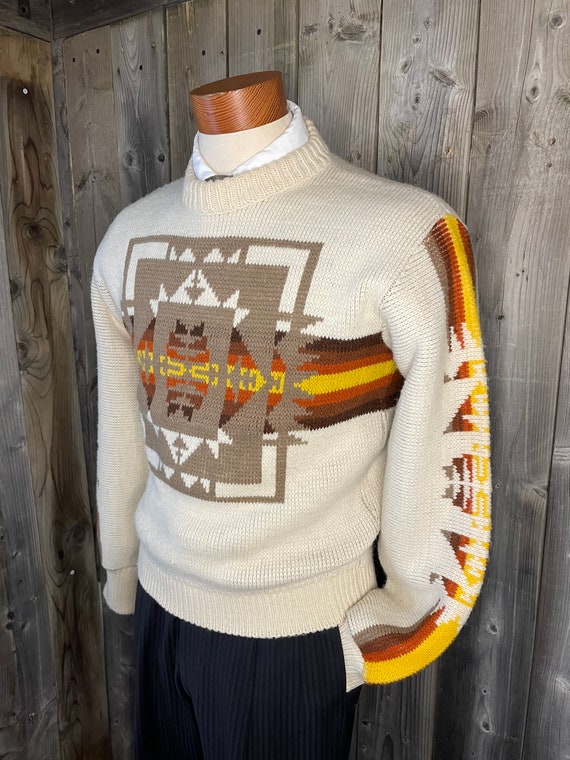 VINTAGE 1970s JCPenney Sweater Navajo Pattern / N… - image 8