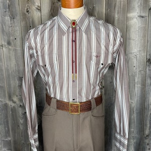 VINTAGE 1990s Flying R Ranchwear Western Striped Long Sleeves Shirt / Cowboys / Rodeo / Wrangler / Bull Rider / Texas / USA Made / Deadstock