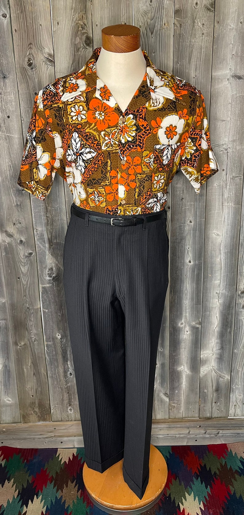 VINTAGE 1970er Jahre JC Penney Hawaiihemd / Barktuch / Aloha Hemd / California / Kokosnuss Knöpfe / Made In USA / Dead Stock / True Vintage Bild 2