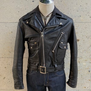 VINTAGE 1980s Brimaco D-Pocket Biker Leather Jacket / Motorcycle Jacket / Rocker / Moto Gear / Rockabilly / Made in Canada / True Vintage