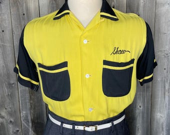 ウェア・シャツ 50's Malbolo Bowling Rayon Shirt 1940s - 50s Vintage Rayon Bowling Shirt / Size - Extra Large