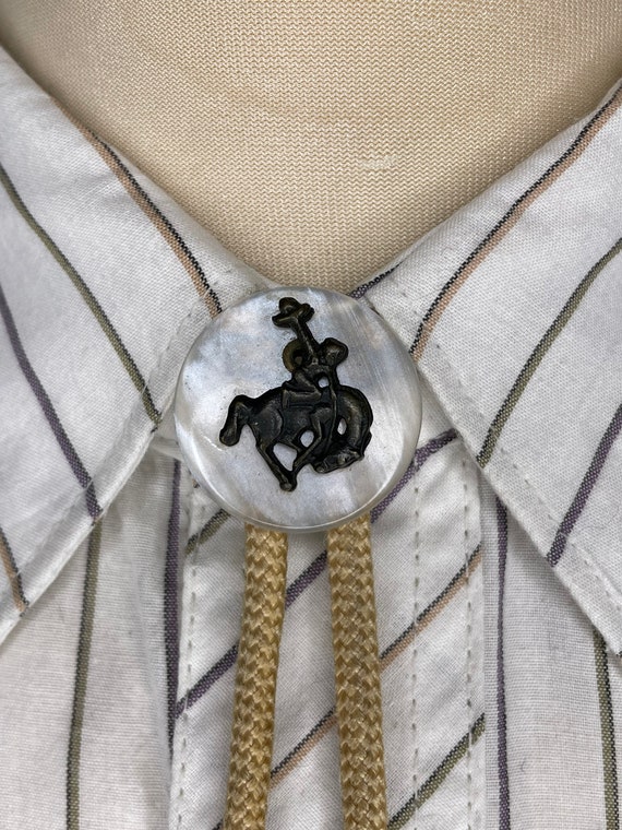 VINTAGE 1970s Bucking Bronco Bolo Tie / Horseback 