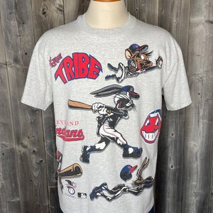 VINTAGE 1994 Warner Bros. Baseball All Over Print T-shirt / Major League Baseball / New York / American League / Streetwear / Single Stitch