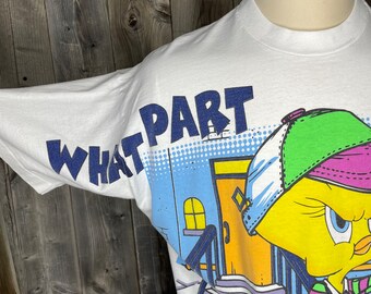 LOONEY TUNES tweety 1997年製 tシャツ Vtg 1997 Tweety Bird What's Your Excuse? Pink T-Shirt Men's L
