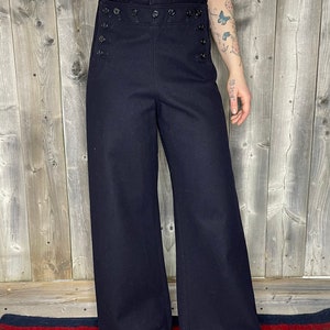 Vintage US Navy Military Pants Trousers 31x30 70s Flared