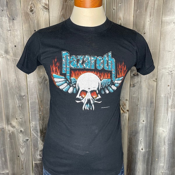 VINTAGE 1980s Nazareth 2XS Tour T-shirt 1982 / Original Tees / Streetwear / Scottish / Made In U.S.A. / Hard Rock Band Tees / Single Stitch