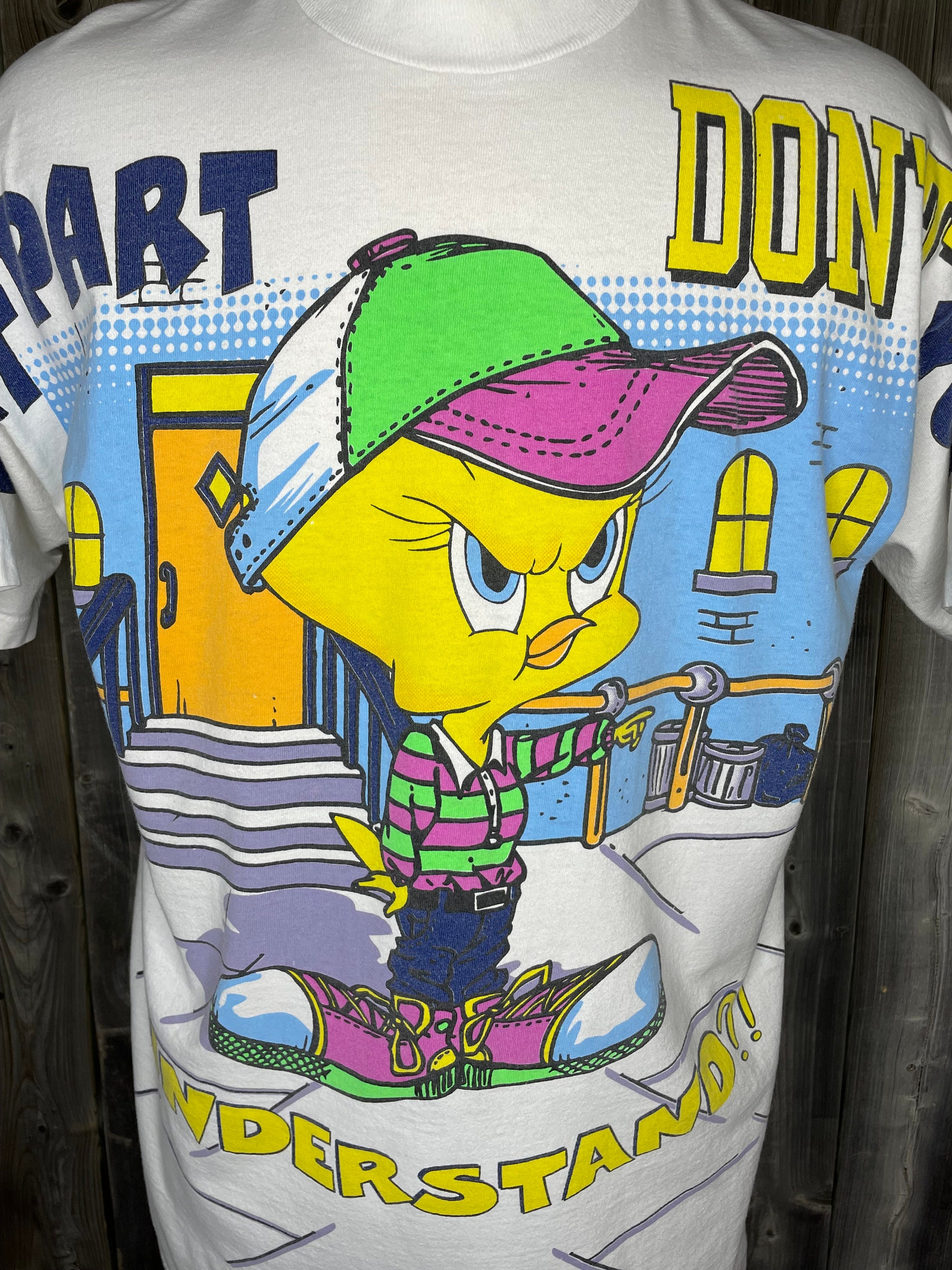LOONEY TUNES tweety 1997年製 tシャツ Vtg 1997 Tweety Bird What's Your Excuse? Pink T-Shirt Men's L