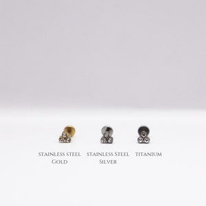 Titanium Piercing - Tragus Piercing - Stainless Steel Piercing 6 mm - Piercing flat back - Tragus Stud - Labret Piercing