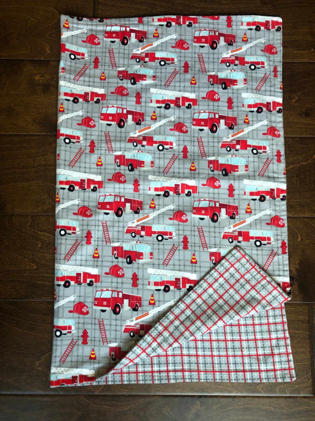 Fire Truck Blanket, Fire Engine Blanket, Flannel Receiving Blanket