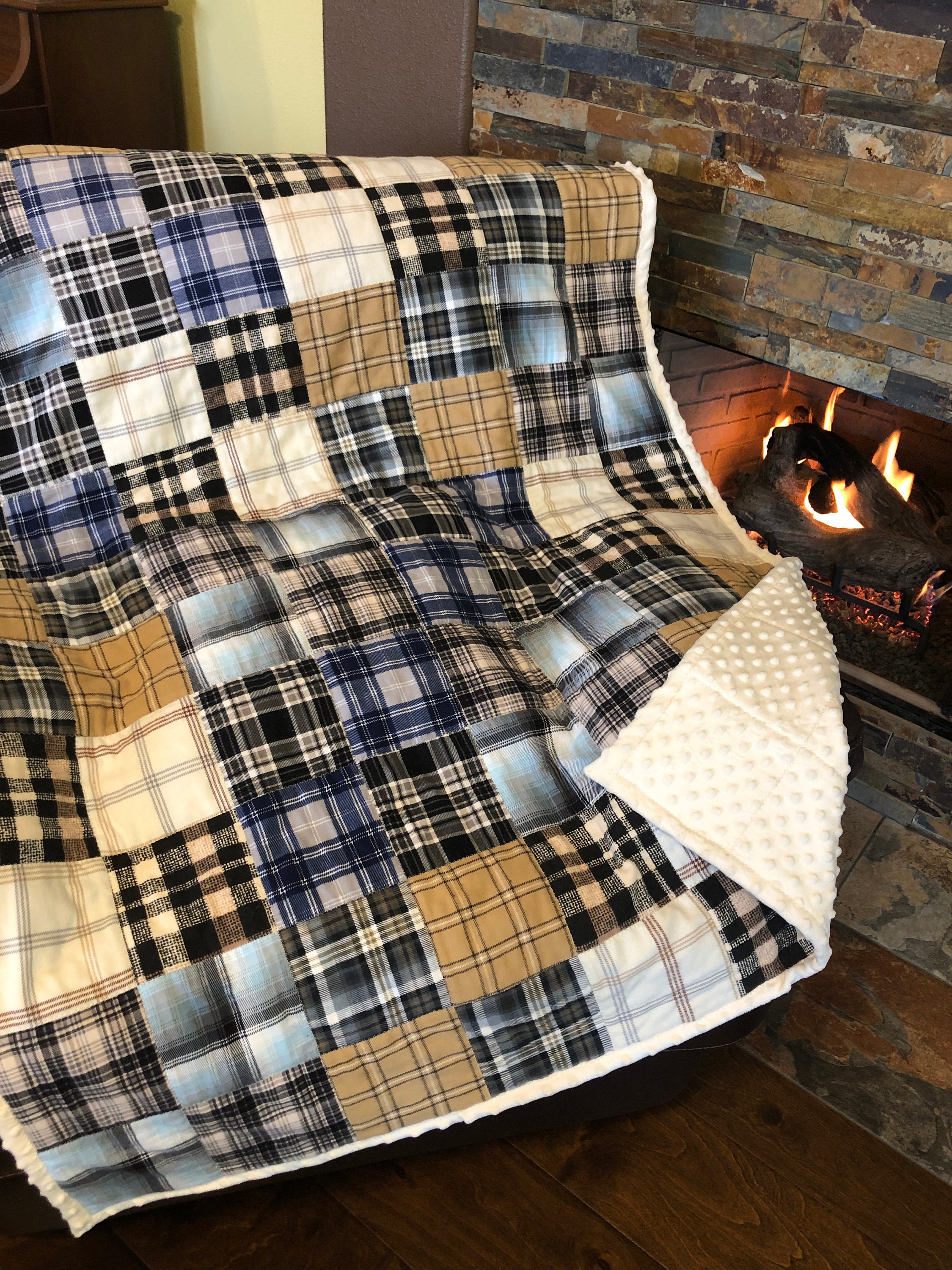 Flannel Plaid Quilt, Plaid Quilt, Man Cave Quilt, Cabin Quilt, Plaid