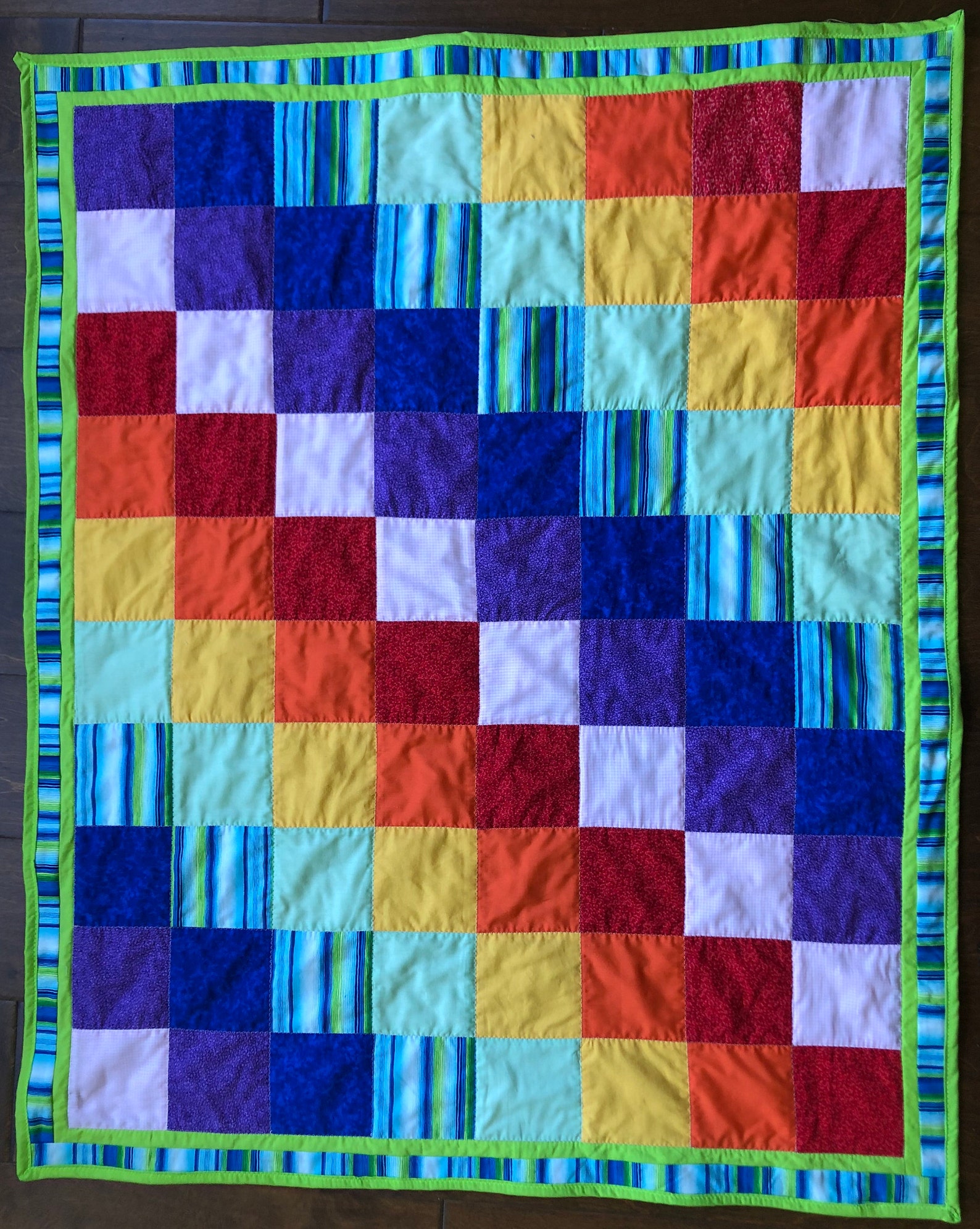 Primary colors baby quilt / bright color quilt / fish quilt Etsy